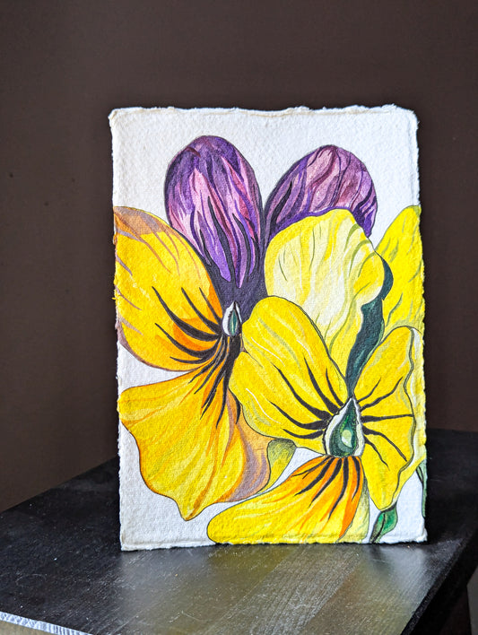 Watercolour pansies - A5